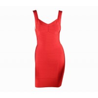 Solid Color Polyester V-Neck Sleeveless Sexy Style Open Back Bandage Dress For Women